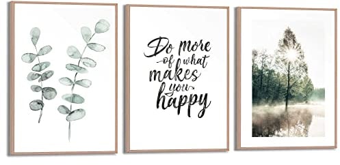 REINDERS Bilder Set, Makes You Happy, Schlafzimmer, Poster, Wanddeko, Room Decor, MDF, Grün, 3-er Set