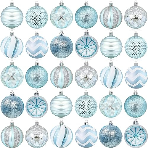 Set di 30 palline di Natale, decorazioni natalizie, Palle Albero di Natale Blu Decorazioni,per albero di Natale, Addobbi Natalizie in plastica, infrangibili, decorazioni per albero di Natale