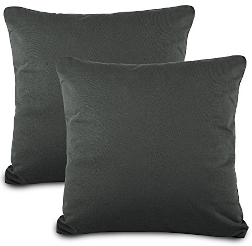 aqua-textil Classic Line Kissenbezug 2er-Set 40x90 anthrazit Baumwolle Kissen Bezug Reißverschluss Jersey Kissenhülle