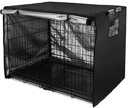 Sensong Hundekäfig Abdeckung für Drahtkäfige 124.5x79x84cm Hundebox Abdeckung Winddicht Langlebig Schwarz für Hundehütten Hundekäfig Zubehör Innen Draussen Zuhause
