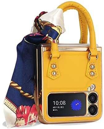 COQUE Étui pour Samsung Galaxy Z Flip 3 - Élégant petit sac - Anti-chocs - Anti-chute - Pliable - Jaune