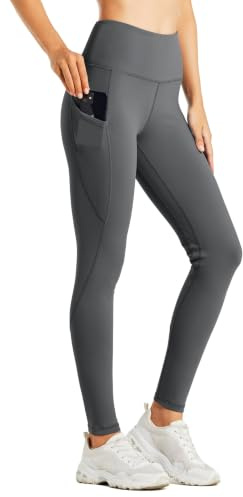WILLIT Termoleggings dam fodrade leggings vinter vattentäta termobyxor hög midja varma yogabyxor löparbyxor tights, Mörkgrå, S