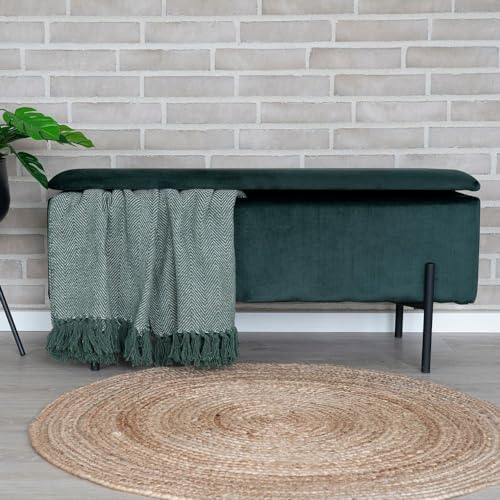 LEBENSwohnART Elegante Bank Nizza mit Stauraum - ca.95cm - grüner Samt
