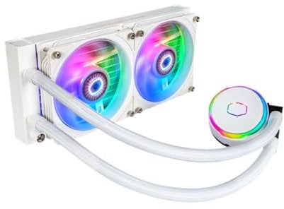 Cooler Master MasterLiquid PL240 FLUX White Close-LoopAIO CPU Liquid Cooler, Gen2 ARGB Dual Loop Pump, 240mm Radiator, PL-Flux 120 PWM Fans, AMD Ryzen AM5/AM4, Intel LGA1700/1200 (MLY-D24M-A23PZ-RW)
