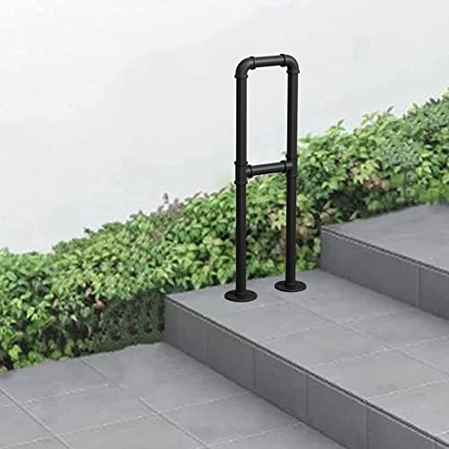 Haltegriff für den Außenbereich, Treppenhandlauf, Geländer für den Außenbereich, Übergangshandlauf, passend für 1-stufiges, mattschwarzes Treppengeländer für Villen, Balkone, Korridore, Apartments ( S