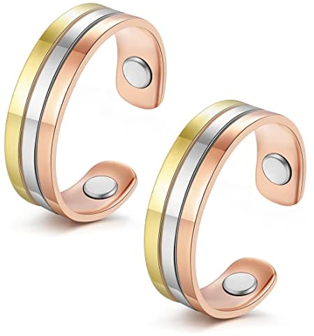 Vicmag Kupfer Magnetringe für Frauen Männer Ultrastarke Magnete 99,99% reines Kupfer Einstellbare Größe mit Geschenkbox (Trikolore)
