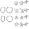 Silber Ohrringe Ohrstecker Silber 925, 2 Paar Creolen Ohrringe mit 4 paar Diamanten Ohrstecker klein, Hypoallergen CZ Knorpel Ohrringe Ohrstecker Set für Damen Männer