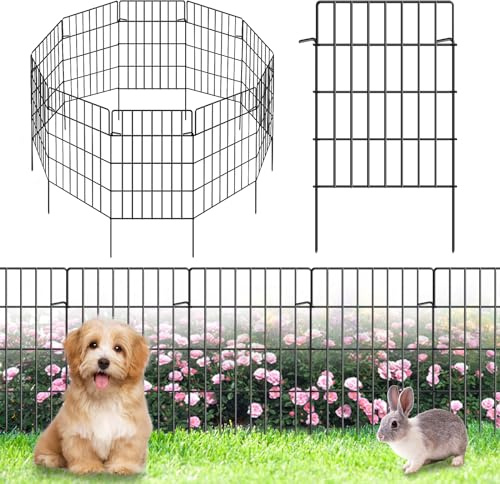 10 Stück Gartenzaun, rostfrei, kein Graben, Tierbarriere-Zaun, 3,7 cm Abstand, Metalldraht, Hofblocker, Hundezäune, Bordüre für den Außenbereich, Blumenbeet, Dekoration, schwarz