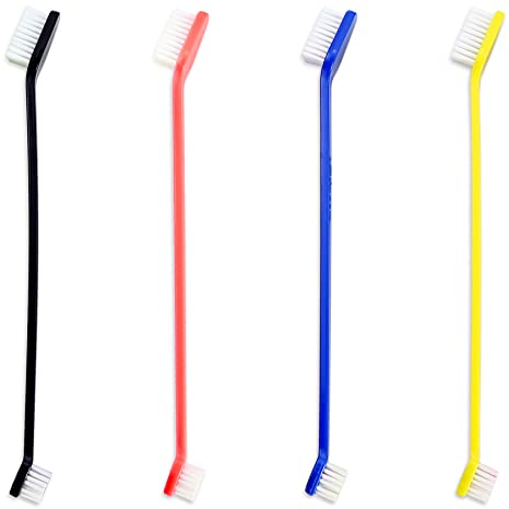 4pcs Spazzolino per cani,Doppia Testa Spazzolino Cane,Spazzolino cane,Pulizia denti cane,Spazzolino da denti per cani a doppia testa con manico lungo,per dell'animale per la Pulizia dei Denti