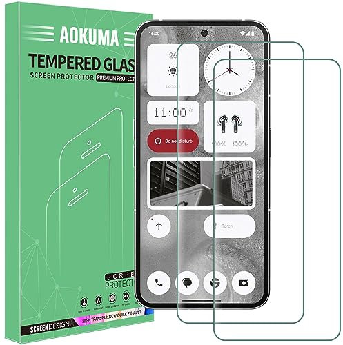 AOKUMA Protector de Pantalla para Nothing Phone (2), [2 Unidades] Cristal Templado para Nothing Phone (2) Fácil Instalación, Vidrio templado 9H,Sin Burbujas, Alta Definicion,Anti-Arañazos