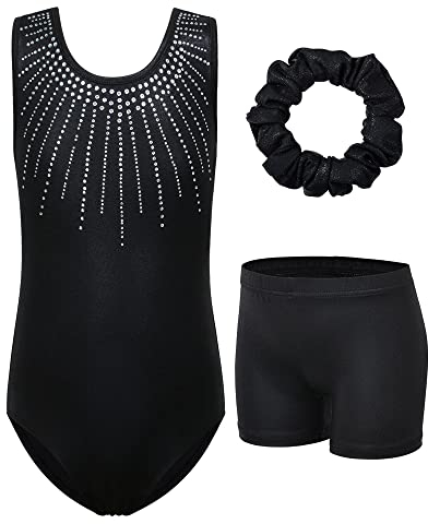 ZNYUNE Mädchen Kinder Turnbody Ärmellos Turnanzug Gymnastik Trikot Gymnastikanzug B199_Black 10A