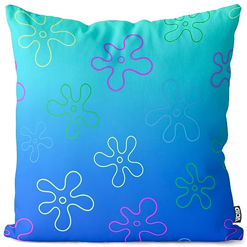 VOID Meereshintergrund Comic Kissenbezug Kissenhülle Polyester wasserfest Outdoor Garten Kissen Deko, Kissen Größe:40 x 40 cm