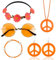 Hippie Kostüm Set Hippie Accessoires 60er 70er Jahre Accessoires Vintage Accessoires Flower Power Accessoires Inklusive Hippie Vintage Brille Hippie Haarband Armbänder Peace Kette Ohrringe