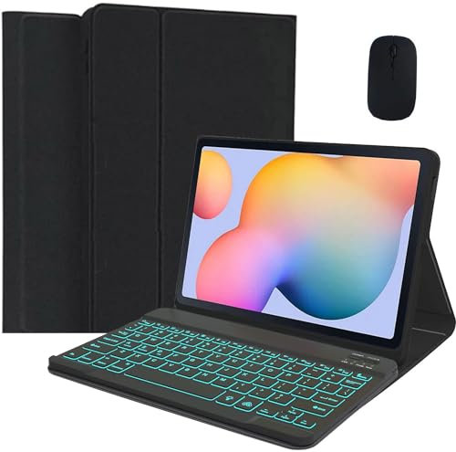 EHLCYS Custodia con Tastiera per Microsoft Surface Go 3 (2021)/Surface Go 2 2020/Surface Go 2018 Tablet, Tastiera Bluetooth Rimovibile Retroilluminata 7 Colori, Custodia Sottile con Supporto E Mouse