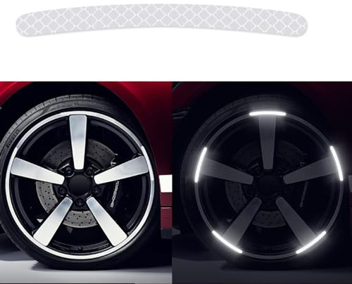 BBTISG 20 Stück Auto Radnabe Reflektierende Aufkleber Reflektierende Felge Streifen Aufkleber Universal Auto Motorrad Rad Reflektierende Nadelstreifen Aufkleber (Weiß)