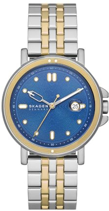 Skagen Signatur Sport Montre pour Hommes, Mouvehommet à Quartz, Bracelet en Acier Inoxydable Ou en Cuir, Argenté et doré