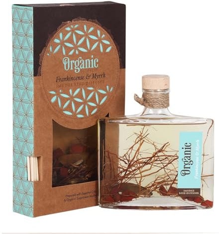 150ml Weihrauch & Myrrhe Organic Goodness Smudge Reed Diffuser in flacher Flasche