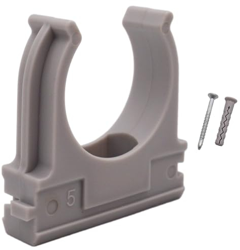 SKIR'CO (10 unidades) Clips de tubo, abrazaderas de plástico para tubos de 32 mm, abrazadera de tubo tipo U, ganchos de manguera, clips grises para tubos