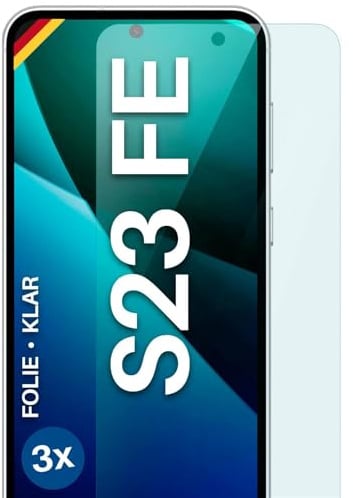 moex für Samsung Galaxy S23 FE Schutzfolie Displayschutz Folie Ultra-klar HD 0,2 mm kompatibel mit jeder Hülle, Anbringen ohne Blasen, Handyfolie Extra Kratzfest, FlexProtect 3 Stück