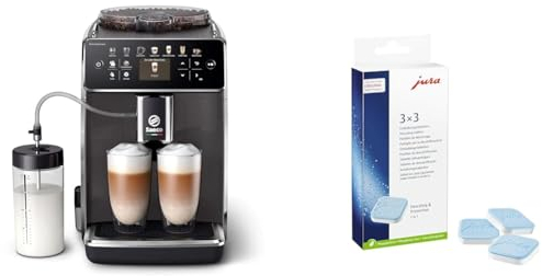 Saeco GranAroma Kaffeevollautomat – 14 Kaffeespezialitäten, Intuitives Farbdisplay & JURA original - Entkalkungstabletten für 3 Entkalkungsvorgänge