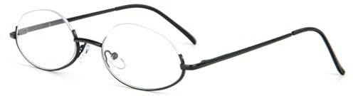 KoKoBin Occhiali da lettura per uomo e donna Mezza luna Mezza telaio in metallo Cerniere a molla Aiuto di lettura sottile, Nero