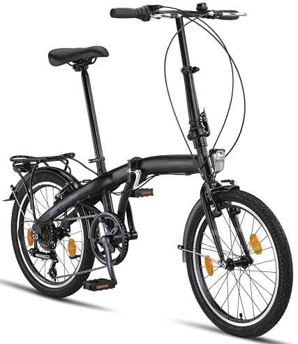 Licorne Bike CONSERES Premium Klapprad 20 Zoll Fahrrad für Herren Damen 6 Gang Schaltung Schwarz
