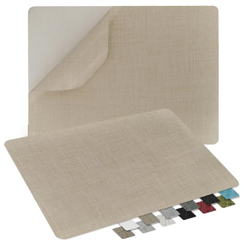 ZESION 2Pcs Self-Adhesive Linen Fabric Patches, Quick Repair for Sofas, Tents, Car Seats/8 x 11, Bright Beige