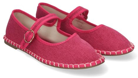 shoes&blues.es 83424 Alpargata Veneciana para Mujer, Planas, Comodas, Detalles Cosidos y Cierre de Hebilla. Fucsia Talla 36