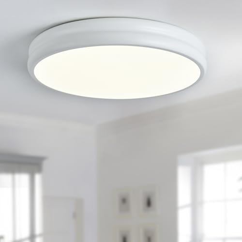 Naoeoon Moderne LED Deckenleuchte,Metall Deckenlampe Weiß,4000K Rund Deckenleuchten 36W Wohnzimmerlampe für Schlafzimmer,Balkon,Küche,Flur (40CM)