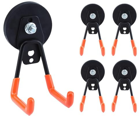 4Pcs Magnetic Hooks Heavy Duty, Large Strong Magnetic Storage Hook for Hanging Garage Tool, 66mm Magnet Hooks with Anti-Slip Coating, Magnetic Holder for Power Drill/Metal Cabinet/Garden Tools