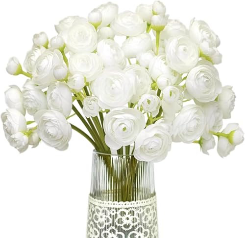 MEIVINES Künstliche Ranunkeln, künstliche Blumen für Vasen, Blumenstrauß, künstliche Seide, Mini-Ranunkel, Großpackung für Hochzeit, Geburtstag, Tafelaufsätze, Heimdekoration, künstlerische