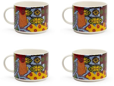 Excelsa Afrika Set mit 4 Jumbo-Tassen, Porzellan, Fassungsvermögen 500 ml, mehrfarbig