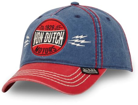 Von Dutch Schirmmütze für Damen und Herren, Denim, Baseballkappe, Circle, verstellbar, blau / rot, Einheitsgröße