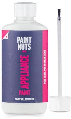 PaintNuts 50ml Appliance Touch-Up Paint for Kitchen & Bathroom – Quick Drying Repair Bottle & Brush – Ideal for Radiators, Showers, Fridges, Ovens, Sinks, Chips & Scratches - White - Matt