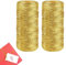MeYuxg - 2 rotoli di nastro regalo dorato, 100 m, filo dorato, 1 mm di larghezza, per decorazioni di carta da regalo, bricolage, decorazioni di nozze (oro)