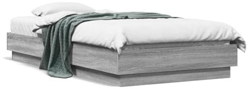 Buzaza Bettgestell Bett Bed Frame Bedrahmen Lattenrost Betten Grau Sonoma 75x190 cm Holzwerkstoff - 839642