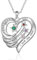 Damen Halskette mit Gravur Personalisierte Kette mit Name Geburtsstein Herz-Anhänger Geschenk für Damen Weihnachten Muttertag (4 name)