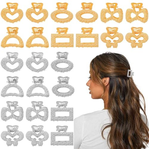 Lot de 24 mini pinces à cheveux en métal mignonnes avec nœud carré - Épingles à cheveux rectangulaires solides - Antidérapantes - Tendance - Accessoires de coiffure pour femmes et filles