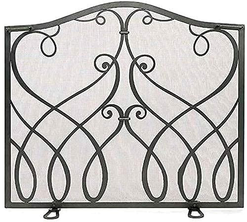 Fireplace Screen Guard, Funkenschutz-Feuerschutzgitter aus schwarzem Eisen, einzelnes Panel, moderner Raumtrenner, Funkenschutz-Feuerstellengitter für Katzen