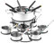 Service à fondue électrique jusqu'à 8 personnes, avec 8 fourchettes à fondue et thermostat continu, service à fondue avec 6 fourchettes et bol en acier inoxydable, bol en céramique, support et brûleur