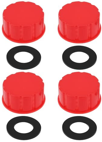 VGOL Lot de 4 Bouchons de Bidon d'essence de 5 Gallons Filetage Grossier Couvercle de Remplacement pour Bidon d'essence de 5 Gallons de 1,75 à 1,81 Pouces en Plastique Et en Métal Rouge