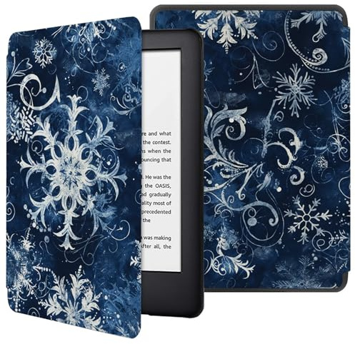 Hülle Für 6,8 Kindle Paperwhite (11. Generation-2021) Paperwhite Signature Edition, Leichte Schutzhülle Mit Automatischer Wake/Sleep-Funktion Für Kindle Paperwhite 2021 E-Reader-Retro-Schneeflocken
