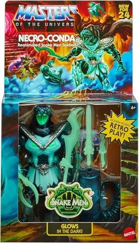 Masters of The Universe Origins Necro-Conda Actionfigur, Schlangenmenschen, 14 cm, mit Zubehör, Grün-Metallic