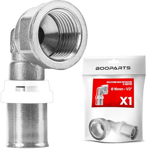 BOOPARTS - raccord multicouche à sertir - coude de transition à sertir multicouche Ø16 x 1/2 (15/21) femelle contour TH - pour joindre un tube multicouche et un raccord filleté femelle