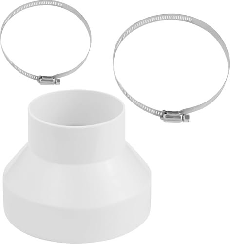 Abluftschlauch Adapter 150 mm auf 100 mm, Abluftschlauch Adapter mit 2 Edelstahl Schlauchschelle, Klimaanlage Schlauch Adapter, für Klimaanlage, Abzugshaube, Wäschetrockner