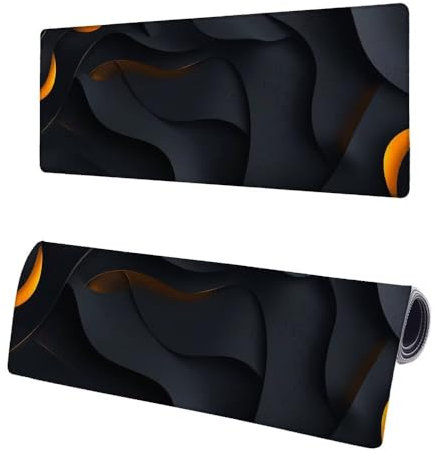 Large Mouse Mat Black, Extended XXL Abstract Gaming Mouse Pad Desk Pad 1000x500x3mm, Mouse Mat with Non-Slip Rubber Base, Soft Smooth Surface, Stitched Edges Mousepad, Improved Precision and Speed U-2
