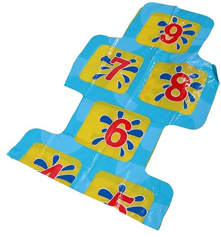 HEALSOPTHY Tapete Inflable Agua Pulverizada para Bebés, Tamaño Mediano, Material Duradero, Color Azul, Juguete Digital Educativo Números del 1 Al 9, Adecuado para Juegos Al Aire Libre y Piscina