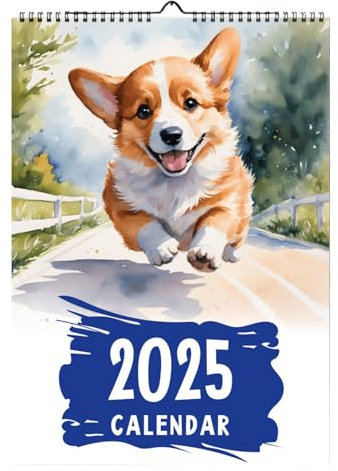 Corgi Monatskalender Wandkalender - Corgi Kalender 2025, Monatskalender für Hunde | 12 Monate Kalender Dickes Papier, Kalenderplaner 2025, niedlicher Jahresplaner