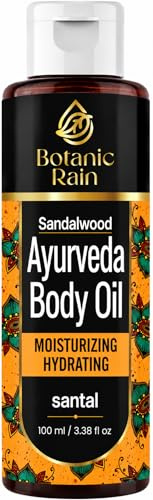 Botanic Rain Ayurveda Body Oil for Dry & Crepey Skin (Sandalwood) | Moisturiser for ageing skin, Supports firmness, Non-greasy after shower