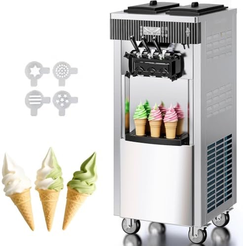Máquina de helado comercial 20-28L/h 2200W 3 sabores, máquina de helado italiana tolva, panel LED de limpieza automática, refrigeración de noche, para yogur café Snack-Bar